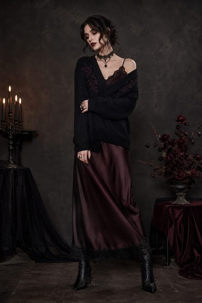 Night-Bloom Cardi + Slip Skirt